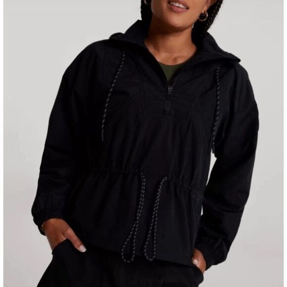 Calia Women’s Pure Black Underwood Hooded Windbreaker jacket Size L - Picture 1 of 7
